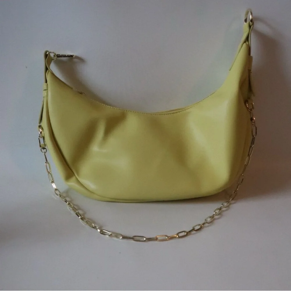 NWT Jules Kae Neon Green Luna Vegan Leather Purse Bag with Gold Chain - Picture 3 of 8